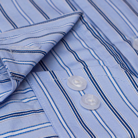 Light Blue Color Lu Thai Fabric Dual Stripe Shirt