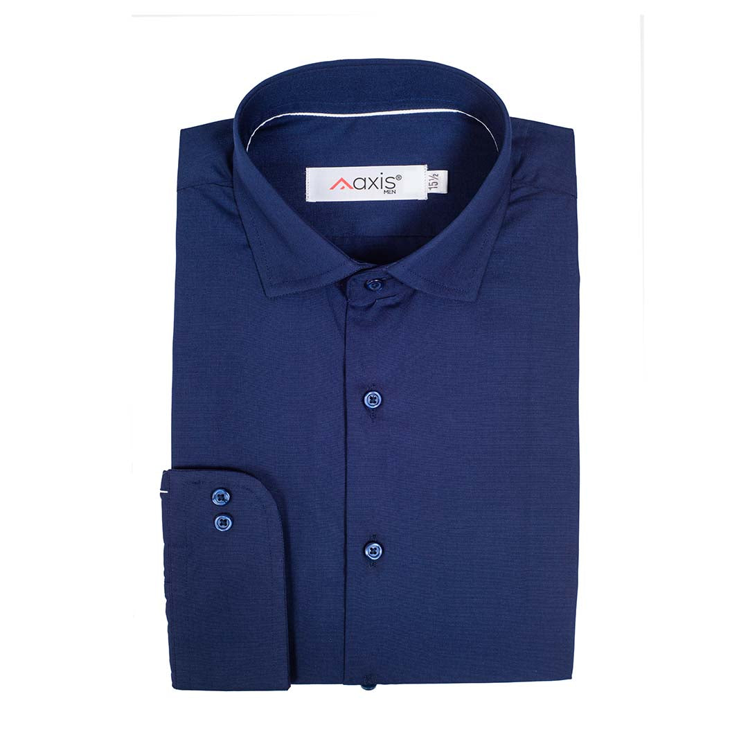 Imported Thai Fabric Navy Blue Color Plain Shirt