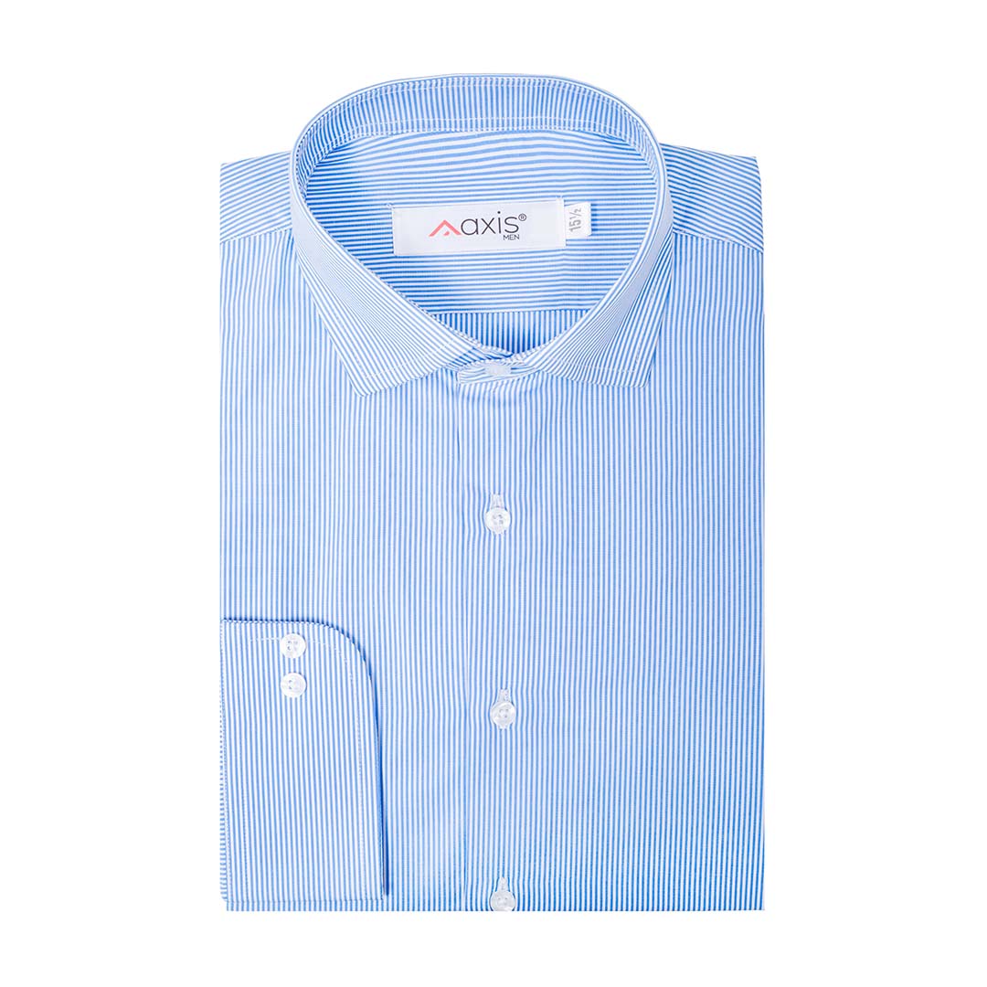 Sky Blue Lu Thai Fabric Pin Stripe Shirt