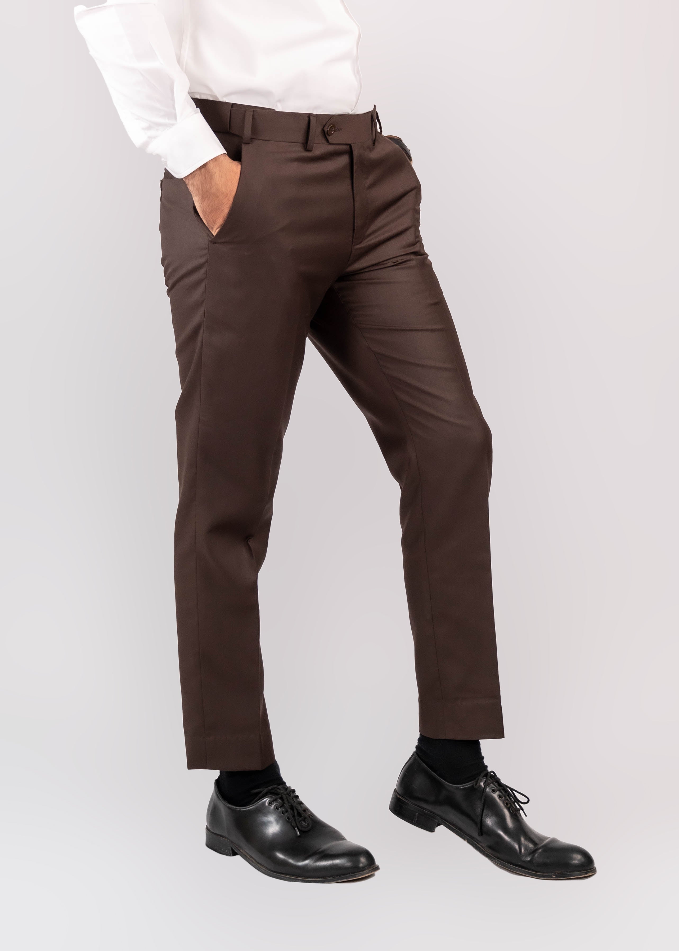Formal Dress Active Waist Charcoal Brown Pants