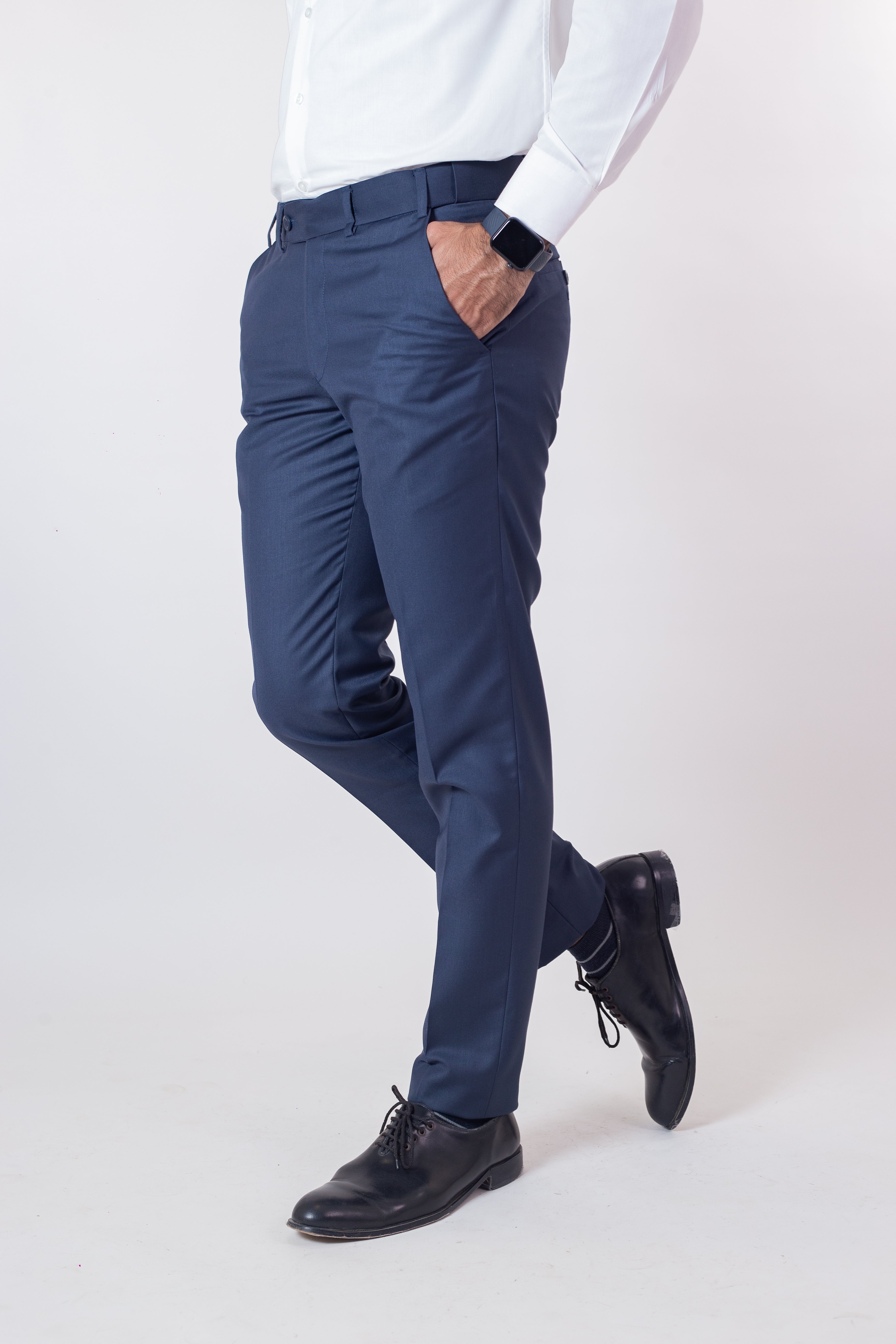 Formal Active Waist Western Blue Pants