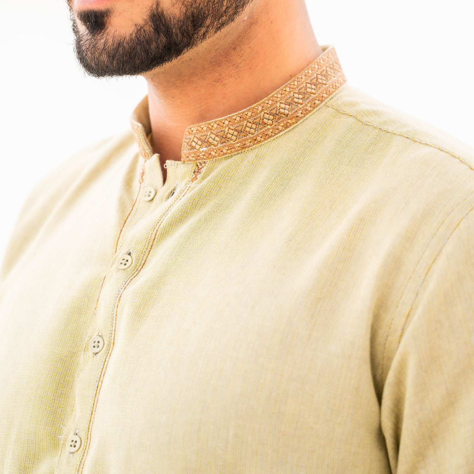 Beige Embroidered Kurta - The Axis Clothing