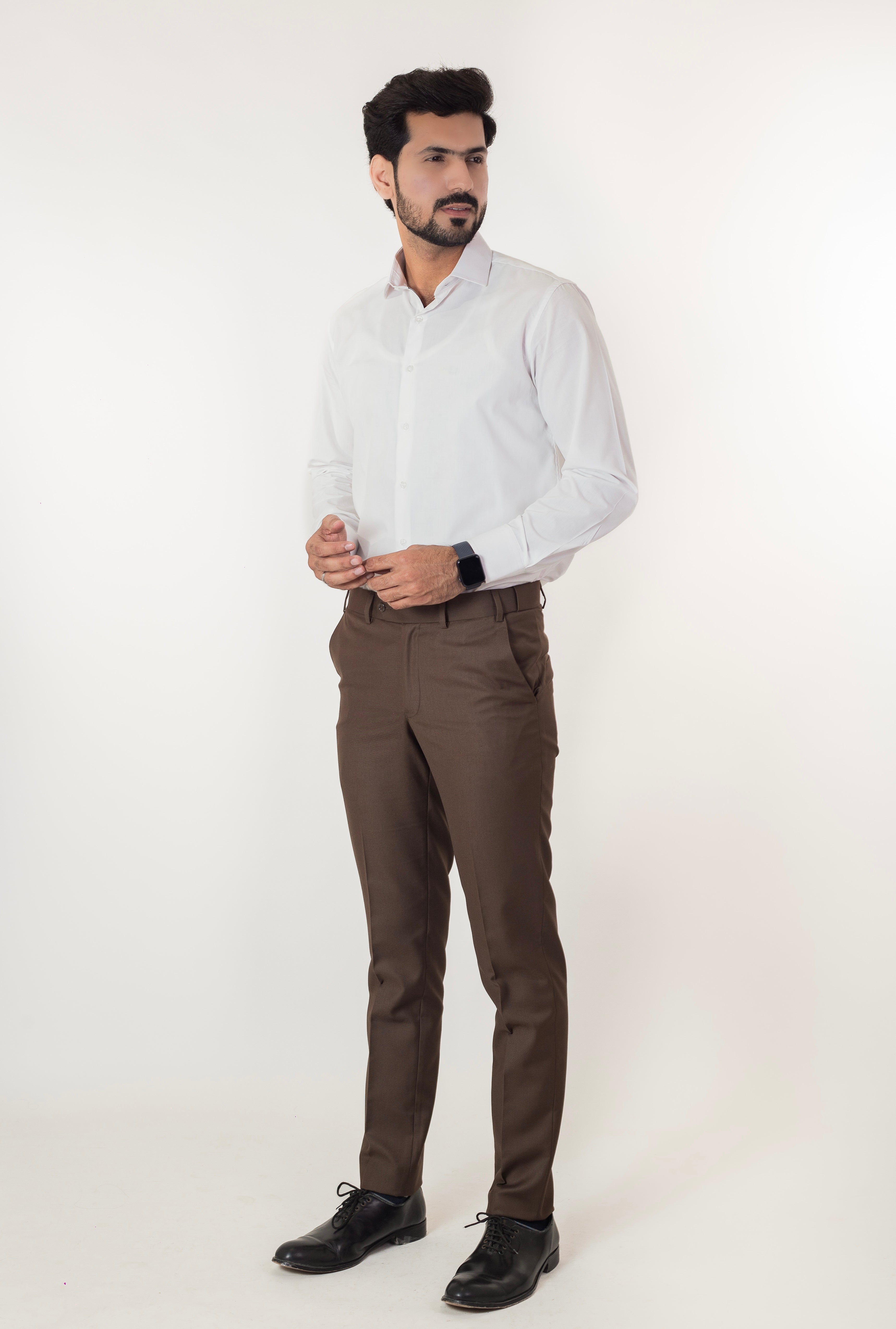 Formal Active Waist Dark Brown Pants