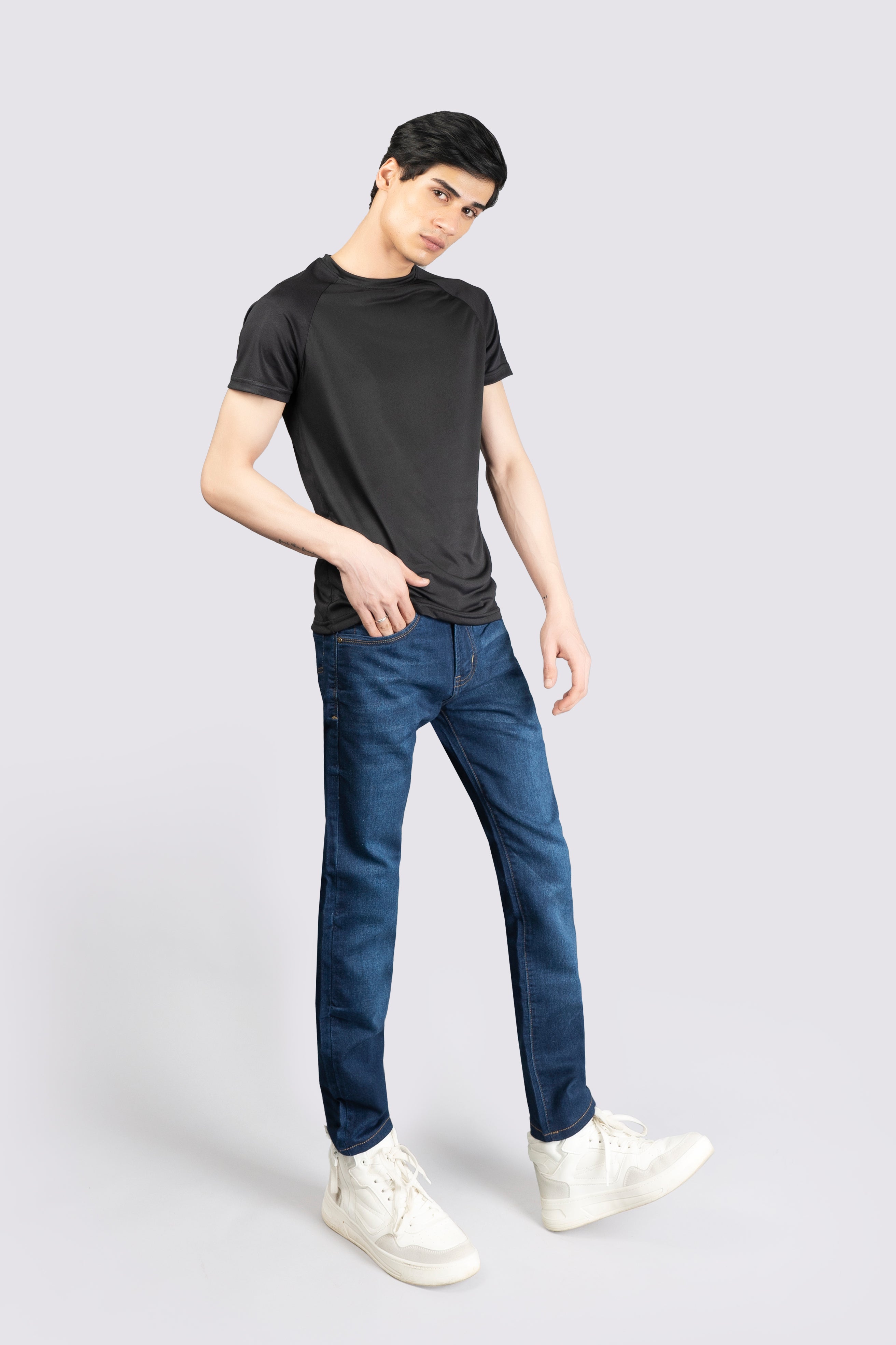 Knitted Regular Stretch Navy Blue Jeans