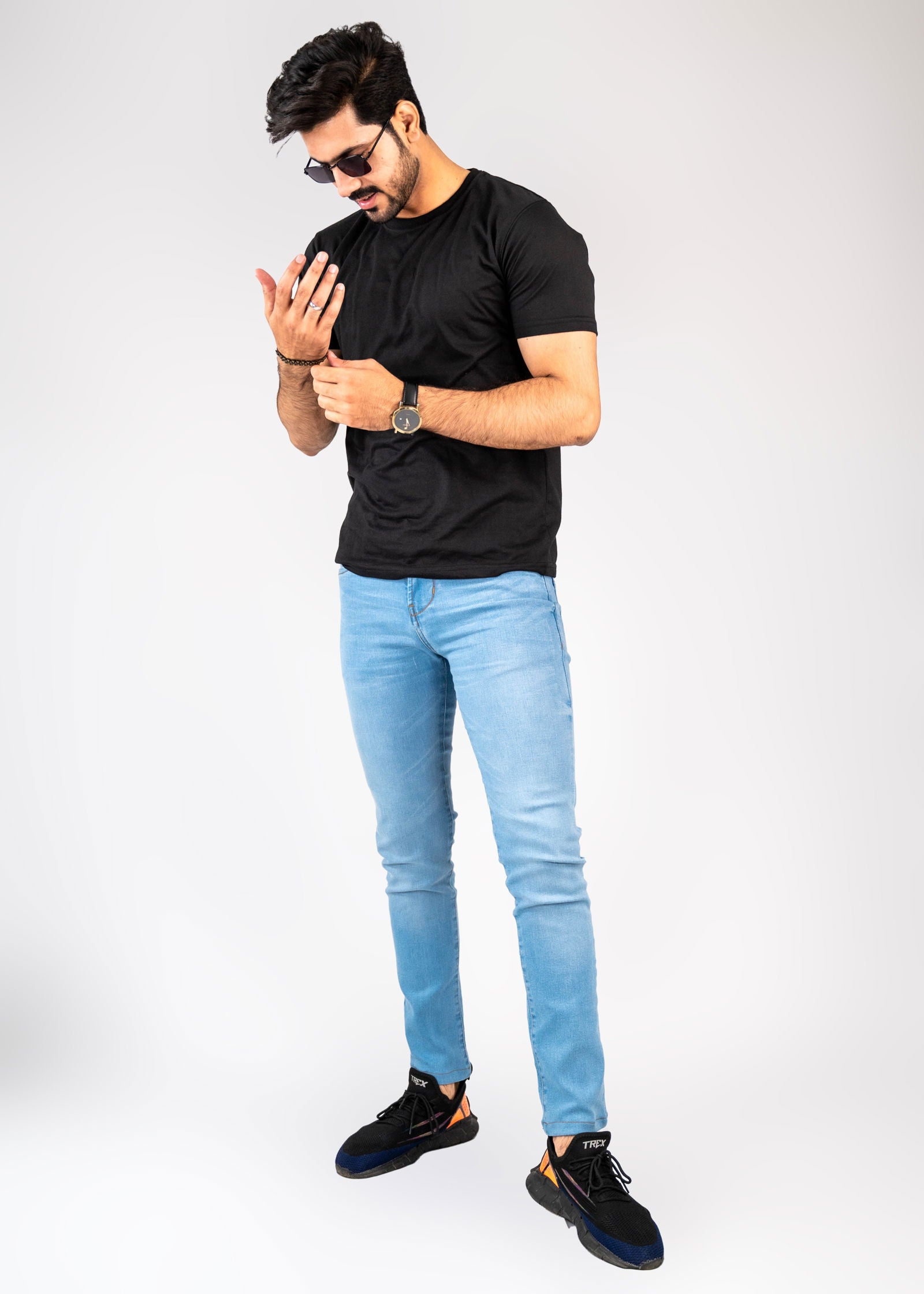 Ice Blue Stretch Jeans - The Axis Clothing