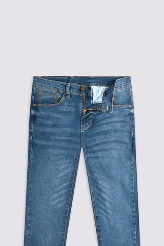 Power Stretch Denim Mid Blue Jeans - The Axis Clothing