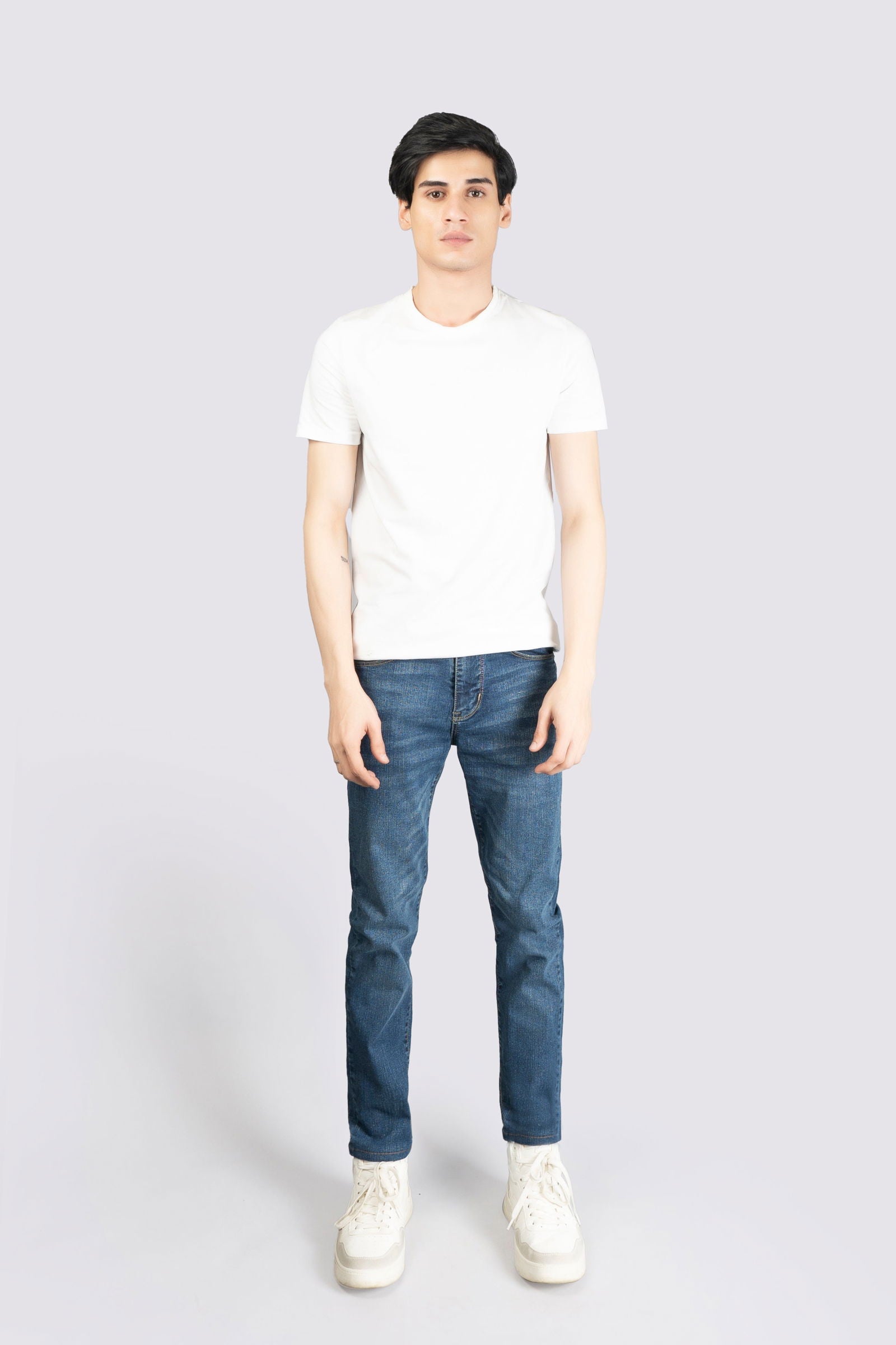 Power Stretch Denim Mid Blue Jeans - The Axis Clothing