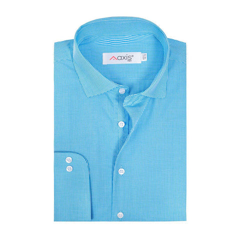 Sea Blue Color Lu Thai Fabric Check Shirt - The Axis Clothing
